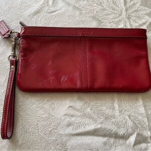 Coach Red Leather Wristlet Clutch.